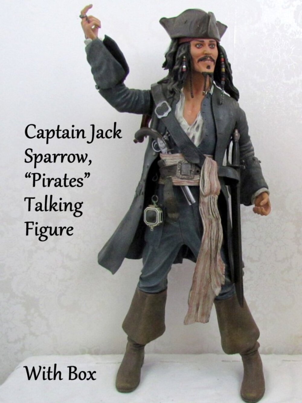CAPT JACK SPARROW PIRATE JOHNNY DEPP TALKING 18" FIGURE PIRATES of the CARIBBEAN